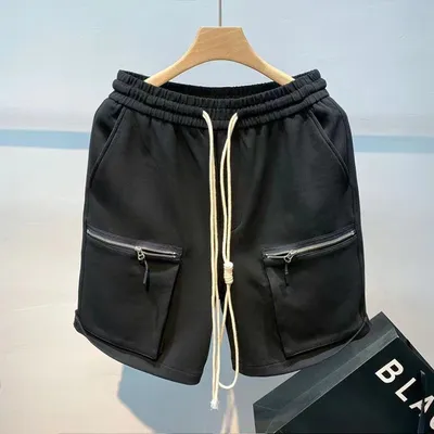 Zipper Workwear With Pocket Shorts Men's American Summer Loose