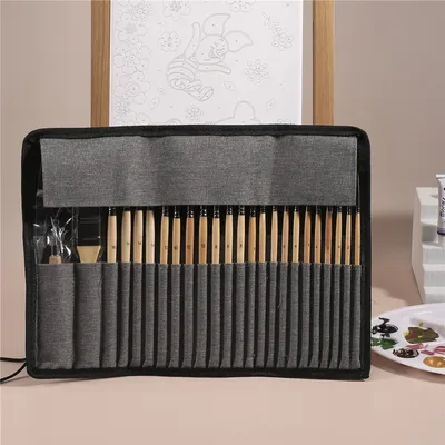 Gouache Pen Oil Painting Brush Nylon Hair 24 Brushes Suit Student Art Supplies