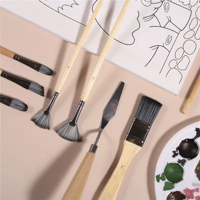 Gouache Pen Oil Painting Brush Nylon Hair 24 Brushes Suit Student Art Supplies