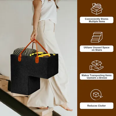 Home Staircase Felt Portable Storage Basket