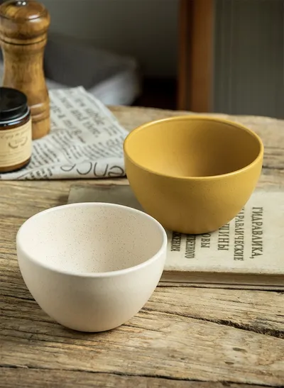 45 Inch Sesame Glaze Rice Bowl Household Ceramic