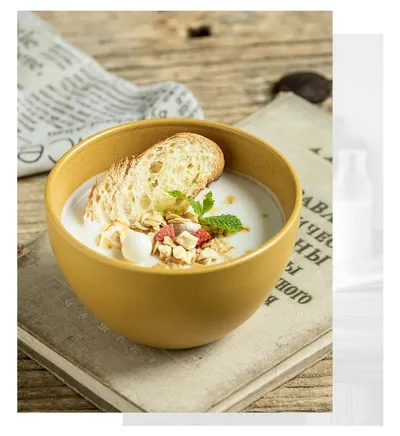 45 Inch Sesame Glaze Rice Bowl Household Ceramic