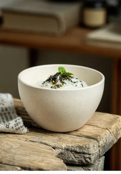 45 Inch Sesame Glaze Rice Bowl Household Ceramic
