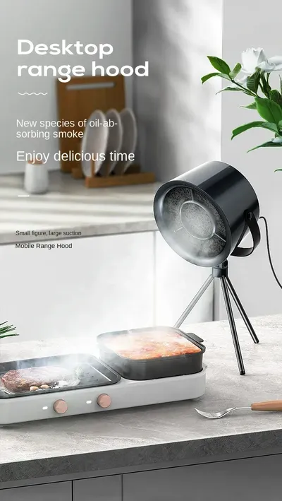 New Portable Desktop Exhaust Fan Small Kitchen Hood Extractor Barbecue USB Charging Desktop Range Hoods Mini Suction Cooker Hood Kitchen Gadgets