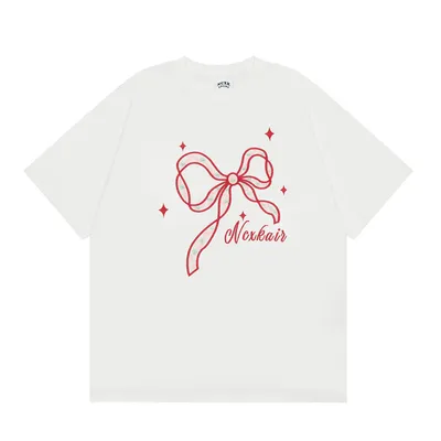Bow Embroidered Short-sleeved T-shirt For Men And Women