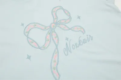 Bow Embroidered Short-sleeved T-shirt For Men And Women