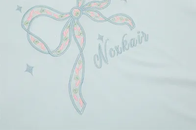 Bow Embroidered Short-sleeved T-shirt For Men And Women