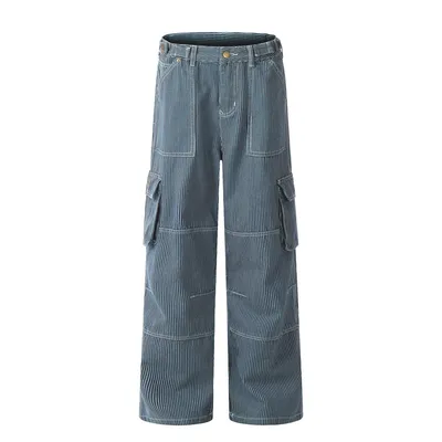 Fashion Vertical Stripe Overalls Men