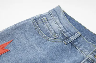 Lightning Embroidered Denim Trousers Men