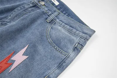 Lightning Embroidered Denim Trousers Men
