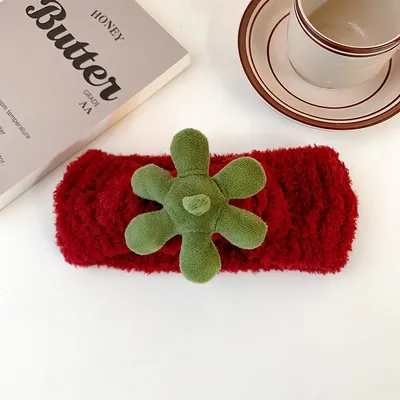 Cute Strawberry Leaf Hair Band Wrist Strap Wide Brim Hair Band