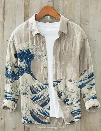 New Casual Printed Hawaiian Shirt Men