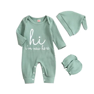 Baby Romper Hat Anti-grasping Gloves Three-piece Set