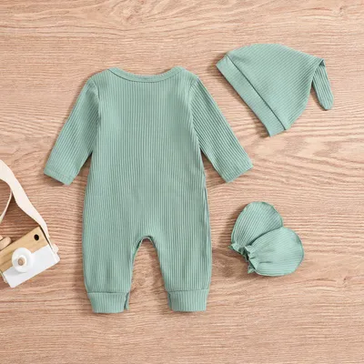 Baby Romper Hat Anti-grasping Gloves Three-piece Set