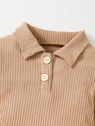 Baby Boy Cotton Hollow Striped Polo Shirt Trousers Suit