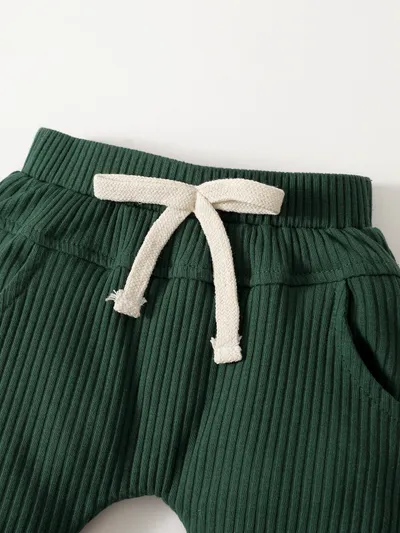 Baby Boy Cotton Hollow Striped Polo Shirt Trousers Suit