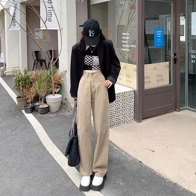High Waist Wide Leg Jeans Ins Retro Loose Straight Mopping Pants