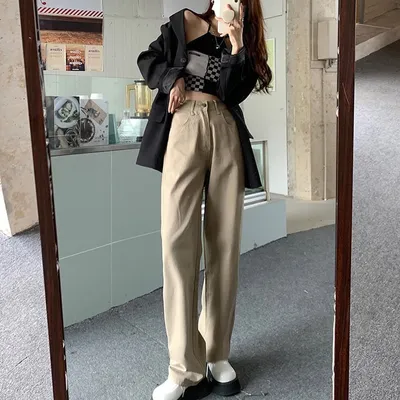 High Waist Wide Leg Jeans Ins Retro Loose Straight Mopping Pants