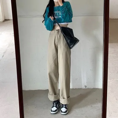 High Waist Wide Leg Jeans Ins Retro Loose Straight Mopping Pants