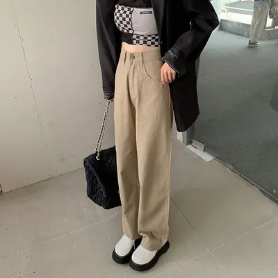 High Waist Wide Leg Jeans Ins Retro Loose Straight Mopping Pants