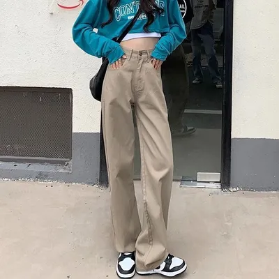 High Waist Wide Leg Jeans Ins Retro Loose Straight Mopping Pants