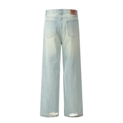 American Retro Wash Light-colored Jeans Men