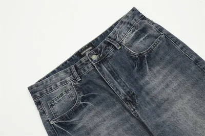 Fashion Retro Washed Worn Jeans Men
