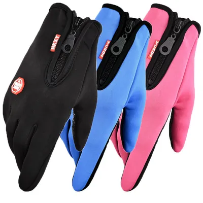 Full Finger Touch Screen Zipper Ski Gloves