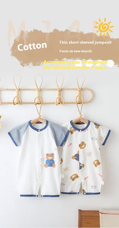 Newborn Summer Cotton Clothes Thin Baby Jumpsuit