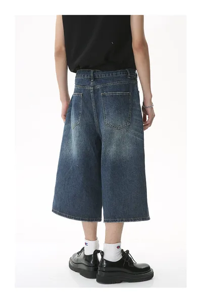 Horn Denim Cropped Pants Men
