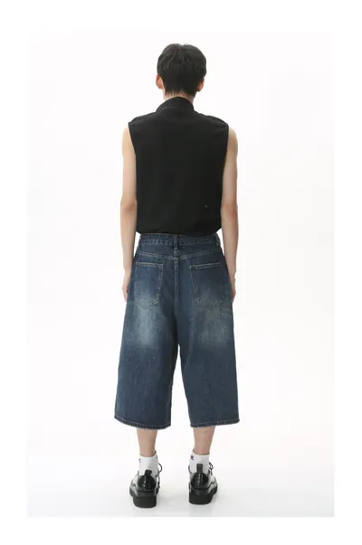 Horn Denim Cropped Pants Men