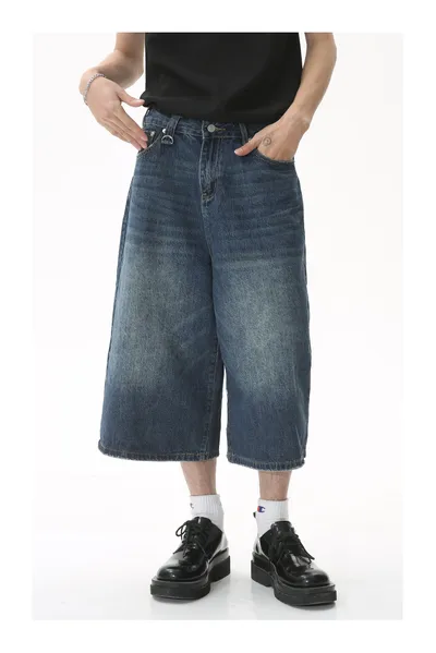 Horn Denim Cropped Pants Men
