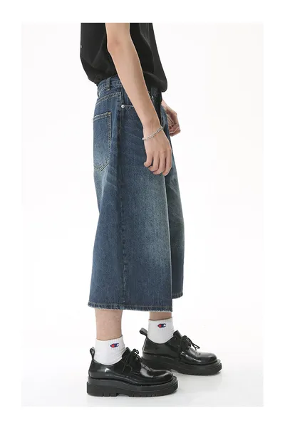 Horn Denim Cropped Pants Men