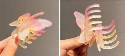 Gradient Color Double Butterfly Frosted Hair Clip