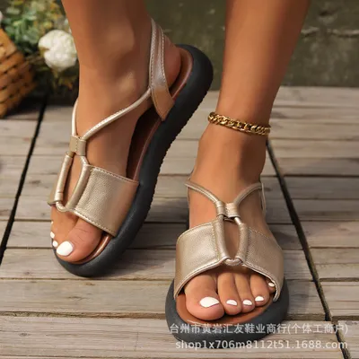 Women's Plus Size Beach Strap Flat Sandals
