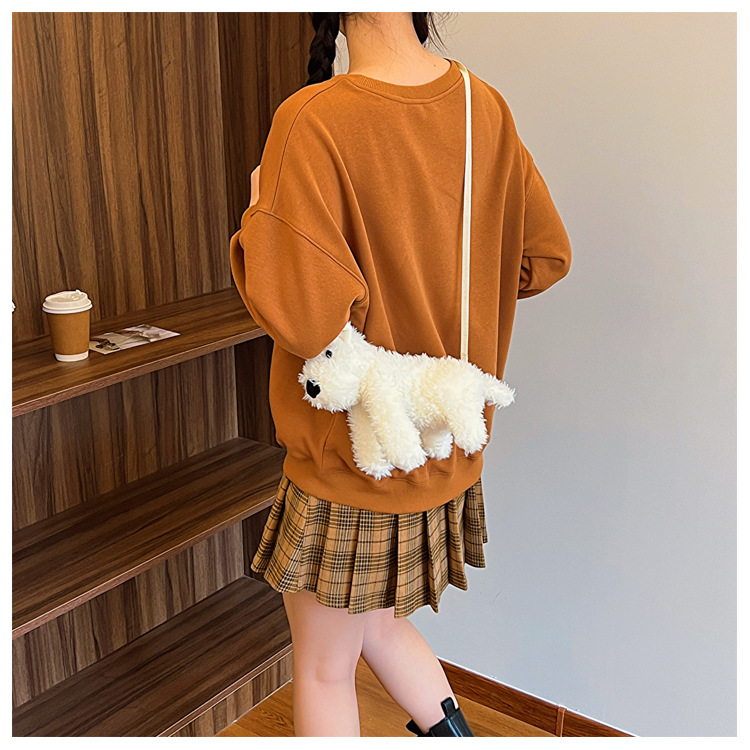 Cute Puppy Plush Bag Fashion Cartoon Shoulder Messenger Bag