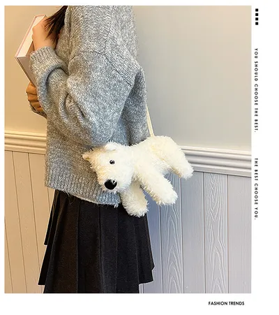 Cute Puppy Plush Bag Fashion Cartoon Shoulder Messenger Bag