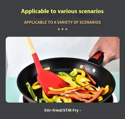 Wooden Handle Silicone 12-piece Cooking Non-stick Cooker Silicone Kitchenware
