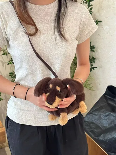 Plush Doll Sausage Dog Doll Crossbody Shoulder Bag