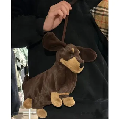 Plush Doll Sausage Dog Doll Crossbody Shoulder Bag