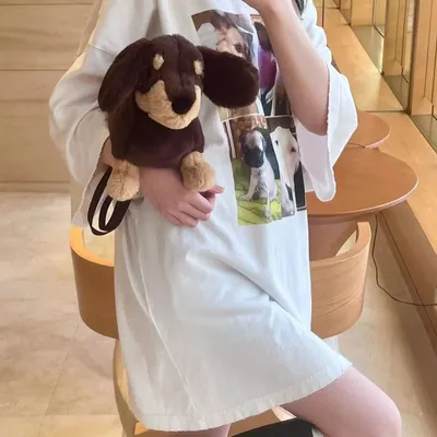 Plush Doll Sausage Dog Doll Crossbody Shoulder Bag