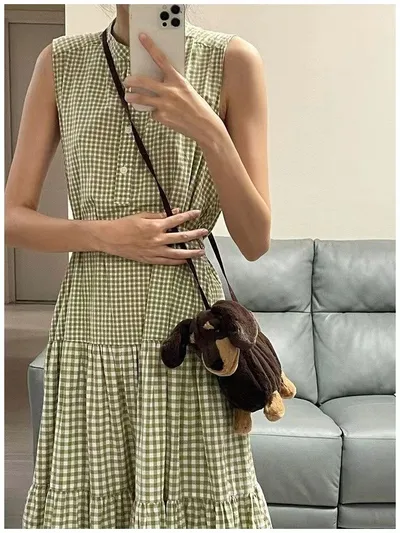 Plush Doll Sausage Dog Doll Crossbody Shoulder Bag