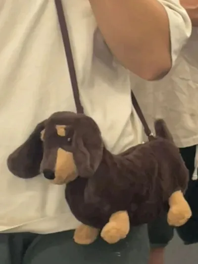 Plush Doll Sausage Dog Doll Crossbody Shoulder Bag