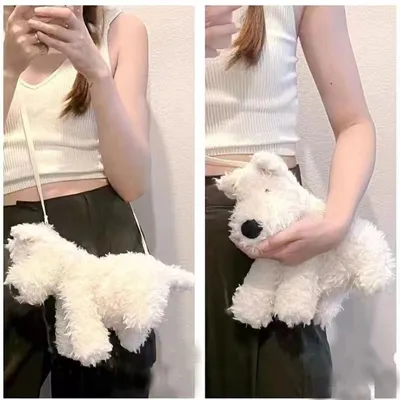 Plush Doll Sausage Dog Doll Crossbody Shoulder Bag