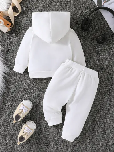 Baby Boy Solid Color Hoodie Trousers Suit