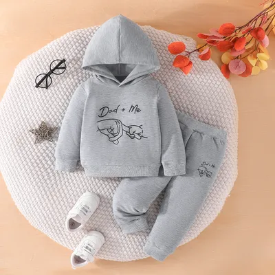 Baby Boy Solid Color Hoodie Trousers Suit