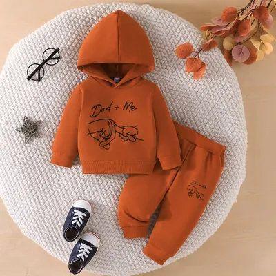 Baby Boy Solid Color Hoodie Trousers Suit