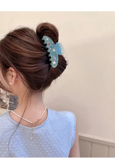 Submarine Painted Colored Diamond Acetic Acid Grab Clip, Niche Retro Back Brain Spoon Plate Hair Clip