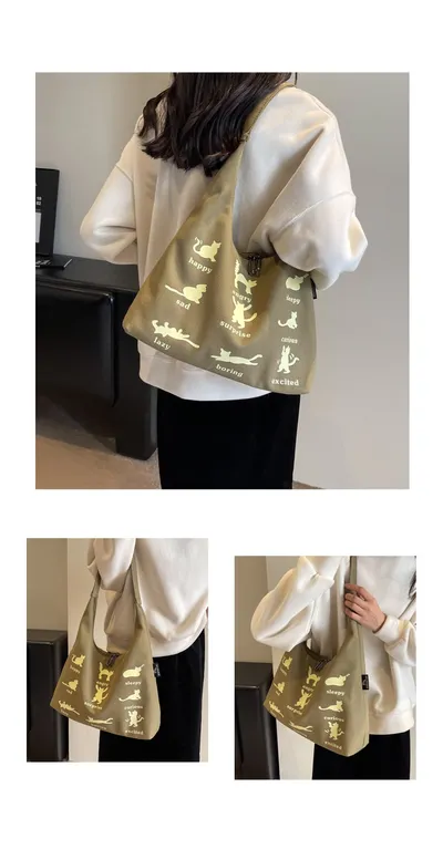 Canvas Bag Women's One-shoulder Summer Small Japanese Korean Idle Style Original Handbags Large Capacity