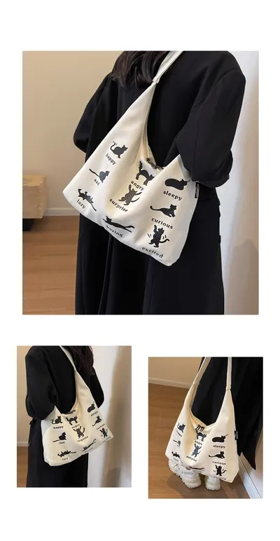 Canvas Bag Women's One-shoulder Summer Small Japanese Korean Idle Style Original Handbags Large Capacity